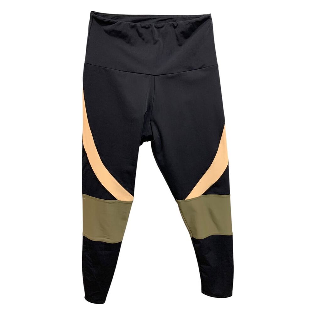 Medium Large Onzie‎ Womens Activewear Leggings Color Block Mesh Calf